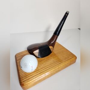 Vintage Ram Fastback Shot Control Wooden Golf Club Business Card Holder w/ Ball